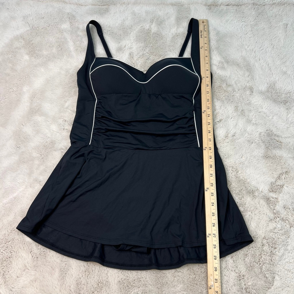 NIPTUCK Swimsuit One Piece Size US 12 Black Slimming Skirt Peplum Built in Bra - Picture 8 of 15